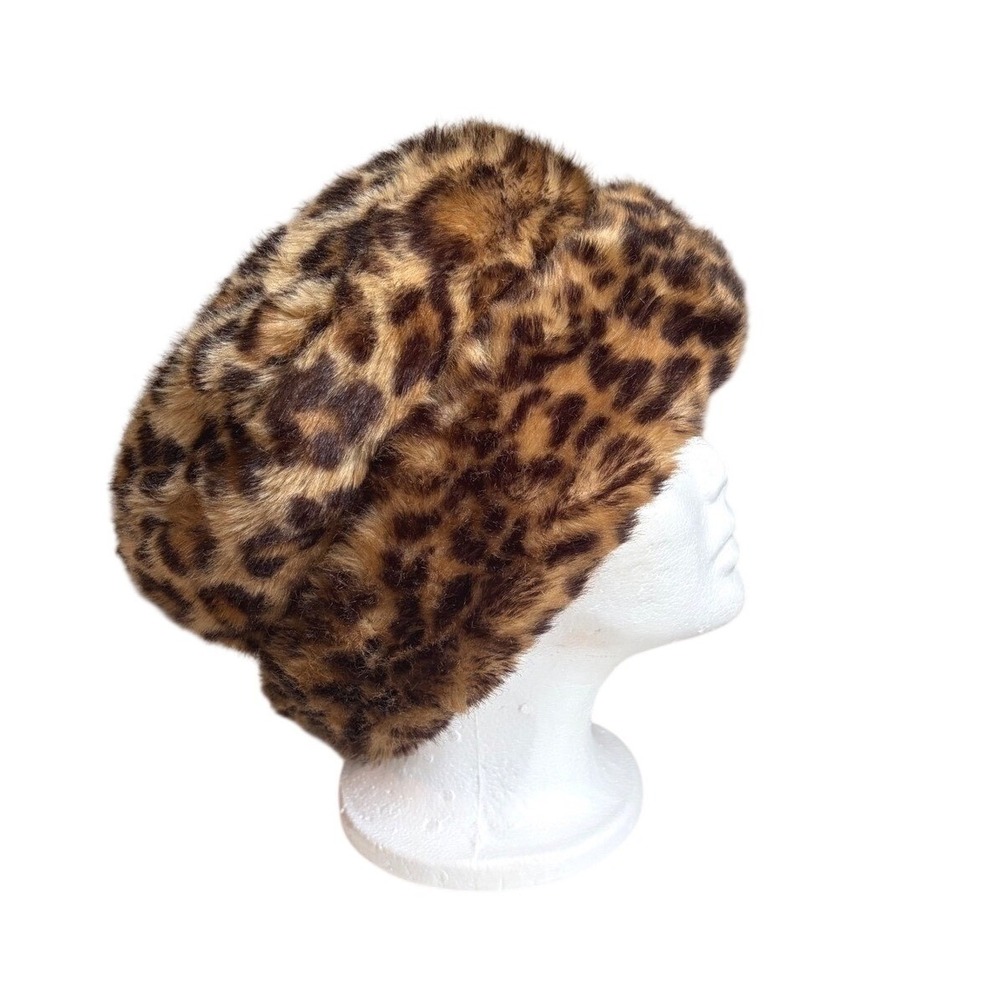 NEW Y2K vibe Nine West Leopard Faux Fur Bucket Hat Will fit up to 22" - Picture 8 of 11